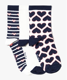 GEMO Lot de 3 paires de chaussettes hautes motif cour Bleu