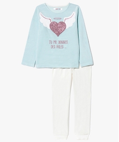 GEMO Ensemble de pyjama en velours avec cour pailleté Vert