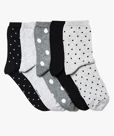 GEMO Chaussettes femme à motifs pois (lot de 5) Noir