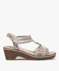 GEMO Sandales confort femme à talon compensé multicolores Blanc