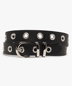 GEMO Ceinture femme avec oeillets métalliques et boucle brillante Noir