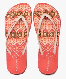 GEMO Tongs femme imprimées à fines brides - Copacabana orange standard