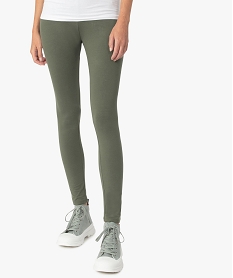 GEMO Legging femme uni en coton extensible Vert